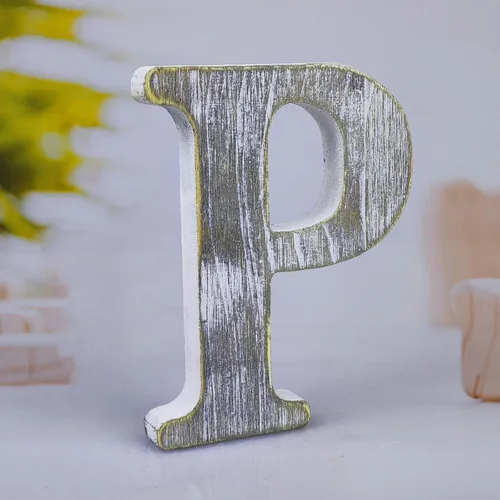 Miniatura 16 de Letras de madera rústica sin terminar de 6 pulgadas para decoración de pared, letras decorativas de pie en rodajas, decoración de tablero