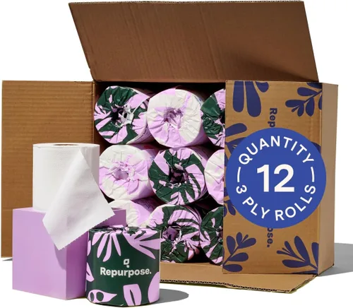 Papel higiénico Repurpose 100% bambú, 3 capas, sin árboles, sin plástico, certificado FSC, seguro para fosas sépticas, disolución rápida, apto para