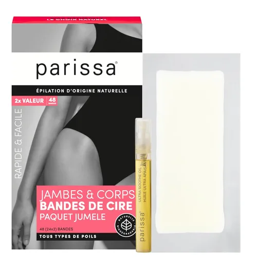 Miniatura 2 de Parissa Tiras naturales de cera para piernas y cuerpo Tiras grandes listas para usar, aptas para principiantes y suaves para pieles sensibles