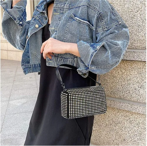 Miniatura 2 de Bolso de mano de noche con cristales brillantes para mujeres y niñas, bolso cruzado brillante para boda, graduación, fiesta, club, bolsos de mano