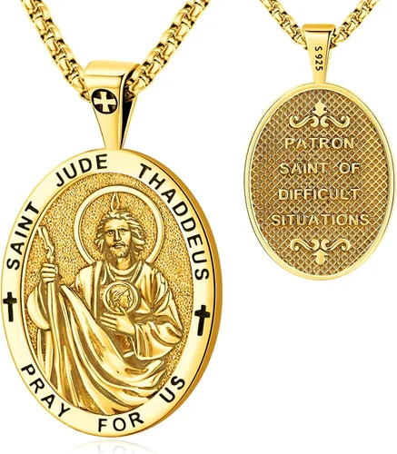 Miniatura 71 de Eusense Saint Necklace Sterling Silver 925 Protection Jewelry for Men Women Patron St Medals Amulet Pendant