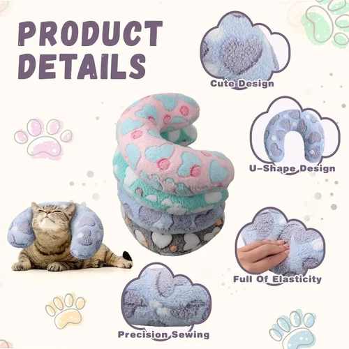 Miniatura 3 de Sweetude 4 almohadas para gatos, cama de cachorro, mullidas y calmantes para mascotas, regalos suaves con forma de media rosquilla en forma de U