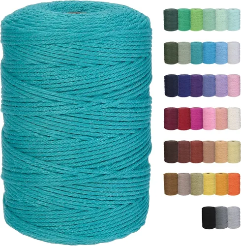 Miniatura 19 de Cuerda de macramé de algodón de 3 mm x 109 yardas, suministros de macramé de color natural, cuerda de algodón suave para colgar plantas, colgante