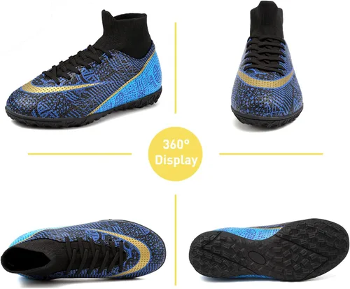 Miniatura 2 de RDGO Tacos de fútbol con cordones para niños y niñas (niños pequeñosniños grandes)