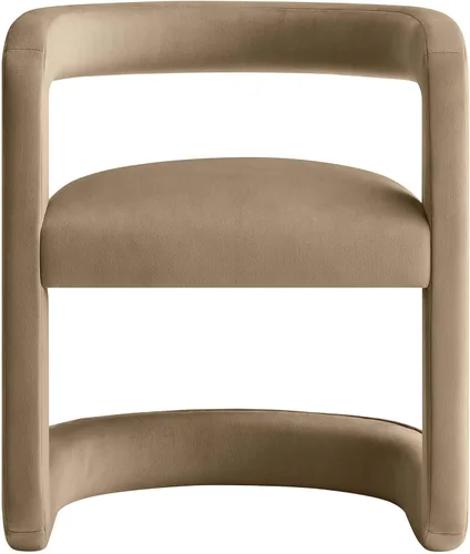 Miniatura 9 de Modway Winslow Silla de comedor de terciopelo resistente a las manchas en alabastro, sillón de barril con respaldo abierto, silla de comedor