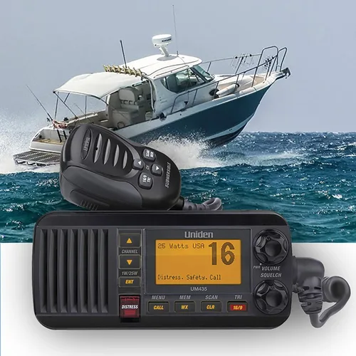 Miniatura 3 de Uniden UM435BK Advanced Fixed Mount VHF Marine Radio, todos los canales marinos estadounidenses/internacionales/canadienses incluyendo nuevos Negro