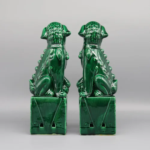 Miniatura 4 de Eastern tide Par de perros Foo, Perros Fu, perros Buda, Leones guardianes chinos, escultura de cerámica, decoración del hogar