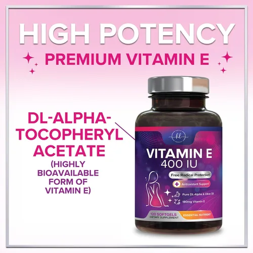Miniatura 6 de Vitamina E - 180 mg por porción - Potente suplemento de apoyo para el cabello y la piel - Dl-Alpha VitaminE Apoyo a la salud inmune