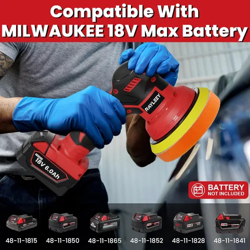 Miniatura 2 de Kit de pulidora de búfer inalámbrica para batería MILWAUKEE 18V LI-ION. Pulidora de búfer orbital de 6 pulgadas con 8 velocidades variables con 25