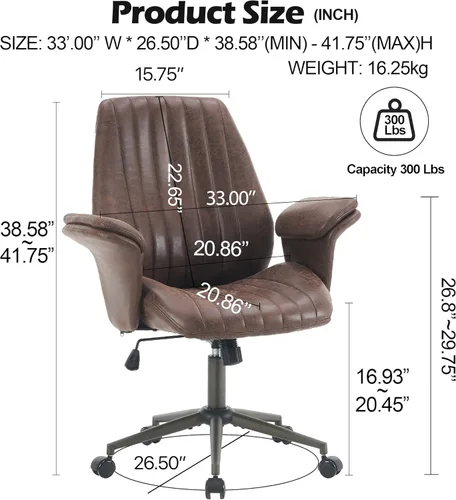 Miniatura 2 de Silla de escritorio para oficina en casa, ruedas suaves, ergonómica, con soporte lumbar, altura ajustable, giratoria, reposabrazos ejecutivo