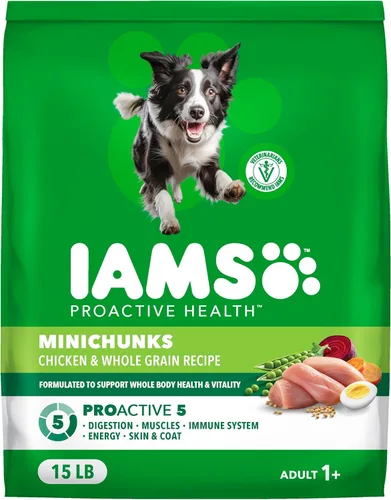 Miniatura 12 de IAMS Proactive Health Adult Minichunks Alimento Seco para Perros receta de Pollo y Granos Integrales, Bolsa de 30 lb