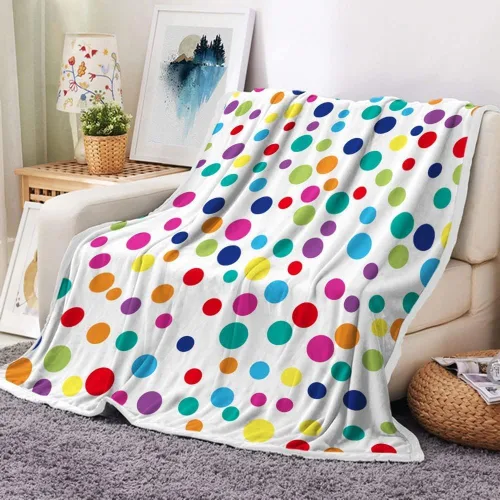 Manta de bebé para niñas y niños, 40 x 30 pulgadas, suave manta de franela para bebé con patrón de lunares arcoíris clolrful, manta cálida para