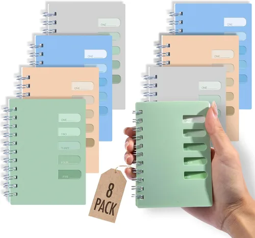 Miniatura 12 de Yoment Paquete de 4 cuadernos en espiral A5, cuaderno encuadernado en espiral de tapa dura de 5.7 x 8.25, 160 páginas con rayas universitarias