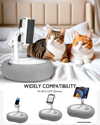 Miniatura 4 de Soporte de almohada para tableta, compatible con Kindle de 4.7 a 12.9 pulgadas, iPad, teléfono/tableta, Google, soporte giratorio de 360° para cama