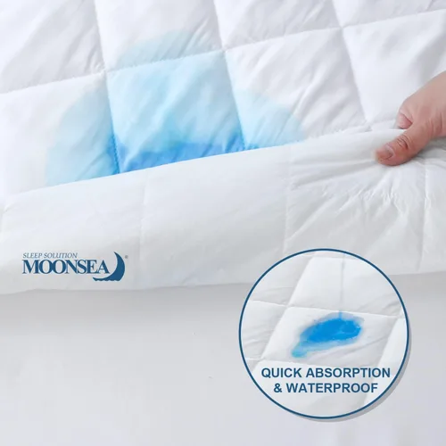 Miniatura 3 de Protector de Colchón Topper Split King para Cama Ajustable, Acolchado, Transpirable, Absorbente, Estilo Sábana Bajera, Lavable a Máquina