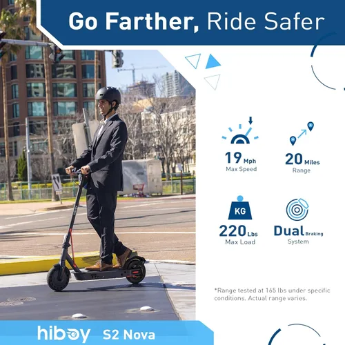 Miniatura 2 de Hiboy S2 Nova Electric Scooter for Adults, 430W Peak Power, Up to 20 Miles Long-Range & 19 MPH, High-Strength Aluminum Body, Portable Folding E