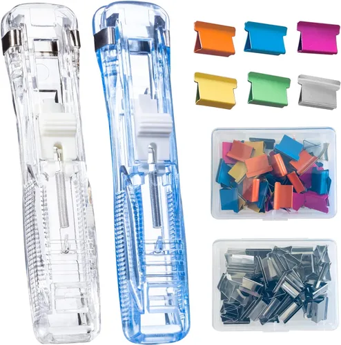 Miniatura 11 de Dispensador de Clips de Papel Portátil Reutilizable - Capacidad de 40 Hojas, 2 Dispensadores con 100 Clips de Repuesto (50 Plateados + 50 de Color)