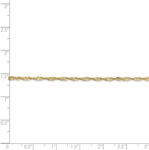 Miniatura 5 de Collar de cadena de Singapur de oro amarillo de 14 quilates, 0.067in, con cierre seguro de langosta