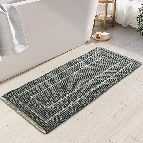 Miniatura 23 de BULULOM Alfombras de Baño Boho, Alfombra de Baño Waffle Mejorada, Alfombras de Baño Súper Absorbentes Antideslizantes, Alfombras Lavables a Máquina