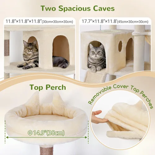 Miniatura 5 de Globlazer Árboles para Gatos de Servicio Pesado para Gatos Grandes, Árbol para Gatos Maine Coon Resistente de 72 pulgadas para Gatos Grandes de 20+