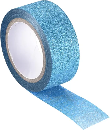 MECCANIXITY Cinta de purpurina de 0.6 pulgadas x 16.4 pies, cinta adhesiva decorativa para manualidades, color azul, 0.6 in x 16.4 ft para álbumes