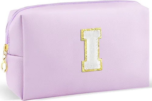 Miniatura 75 de URSKYTOUS Regalos para niñas, bolsa de maquillaje con inicial, bolsa de cosméticos personalizada con cremallera, bonita bolsa de aseo de viaje, Azul