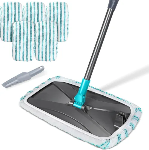 Miniatura 15 de MASTERTOP - Mopa de microfibra para limpieza de pisos, mopa plana para el hogar y la cocina, mango ajustable de acero inoxidable con 4 almohadillas