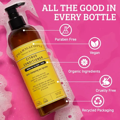 Miniatura 5 de Pharmacopia Acondicionador cítrico – Hidratante natural para el cuero cabelludo, vegano y libre de crueldad animal con manteca de karité, aloe vera