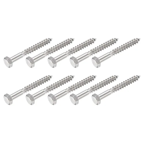 Miniatura 9 de METALLIXITY Tornillos hexagonales (M6 x 1.575 in), 10 unidades, pernos de madera autorroscantes de acero inoxidable 304, para aplicaciones domésticas