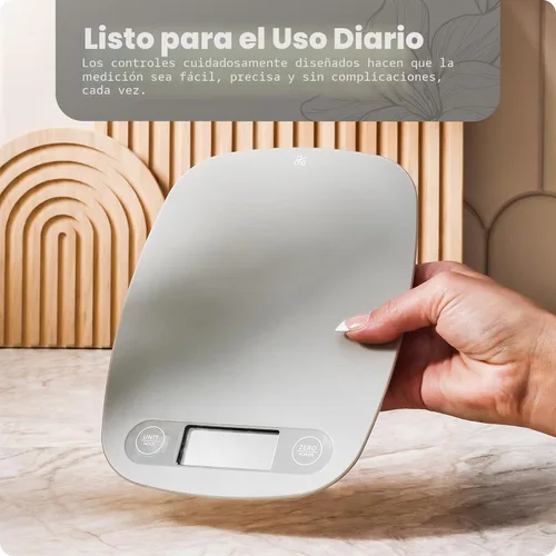 Miniatura 9 de Greater Goods Báscula de alimentos – Báscula digital de cocina, precisión de 1g (0.035 oz), tara fácil y conversión rápida, diseño compacto delgado