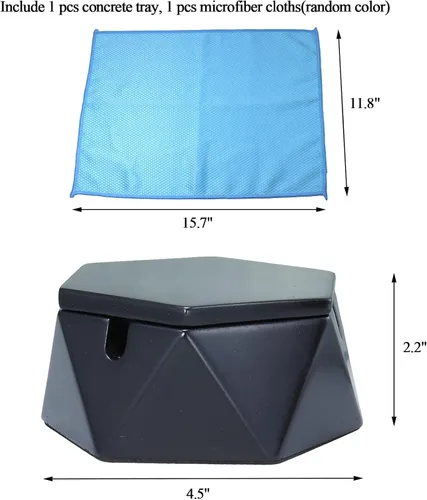 Miniatura 2 de Cenicero de hormigón para cigarrillos con tapa a prueba de viento, cenicero de cemento para uso en interiores o exteriores, bonita bandeja de ceniza