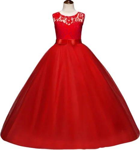 Miniatura 8 de Vestido Yaphyee largo, de princesa, con flores, formal, para boda, dama de honor, para fiesta, para niña
