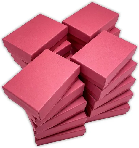 Miniatura 49 de TheDisplayGuys - Paquete de 25 cajas de cartón rellenas de algodón #33 para joyas, color rojo mate (3.5 x 3.5 x 1.0 pulgadas), para envío