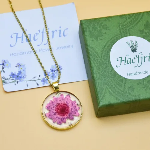 Miniatura 35 de Pressed Flower Necklace Gift for Women Personalized Handmade Necklaces Birth Flower Necklace