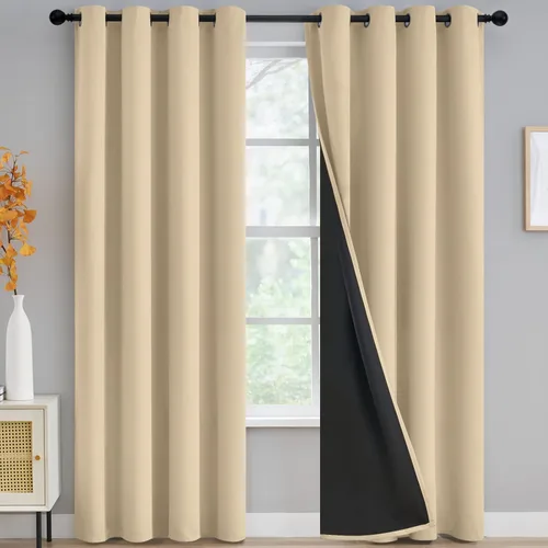 Miniatura 175 de Yakamok Cortinas negras, cortinas de ventana con aislamiento térmico y eficiencia energética para dormitorio, cortinas opacas completas y cortinas