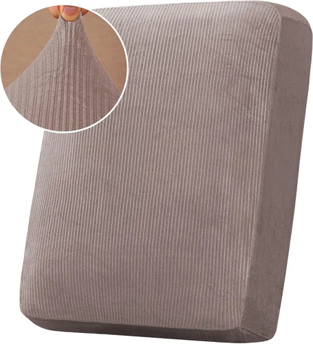 Miniatura 207 de H.VERSAILTEX - Funda de terciopelo elástica y afelpada para protección de cojines de sofá biplaza, silla o sofá, 2 piezas, tamaño grande, color gris