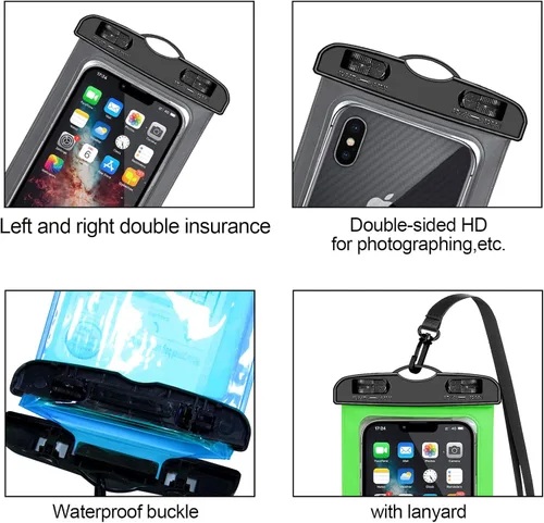 Miniatura 7 de Famoby Paquete de 6 bolsas impermeables universales multicolor de hasta 8.3 pulgadas, funda impermeable para teléfono, nivel de protección: IP68