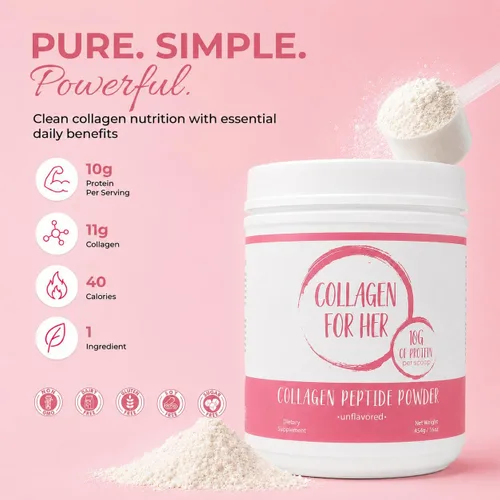 Miniatura 2 de Collagen For Her: Polvo de péptidos de colágeno sin sabor – Suplemento de proteína de colágeno hidrolizado para mujeres Vital para el cabello