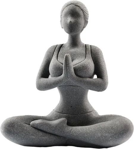 Miniatura 8 de livelyfish Estatua de dama de yoga, piedra arenisca, figura de yoga para meditación, figuras coleccionables para el hogar, estante del acuario