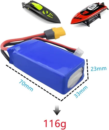 Miniatura 2 de Batería de litio para Udirc UDI010, motor sin escobillas, de alta velocidad, control remoto, accesorios para barcos, interfaz XT60, control remoto