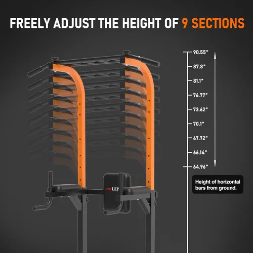 Miniatura 4 de leikefitness Equipo de ejercicio multifunción de torre de energía, estación de inmersión para dominadas, altura ajustable para gimnasio en casa