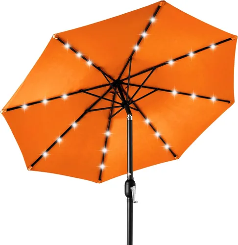 Miniatura 9 de Best Choice Products Solar Polyester LED Lighted Patio Umbrella w/Tilt Adjustment and UV-Resistant Fabric Gris niebla
