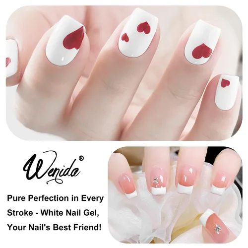 Miniatura 4 de Esmalte de uñas de gel blanco, 0.3 onzas líquidas, color gel de punta francesa UV/LED, perfecto para manicura y pedicura en casa o en el salón.