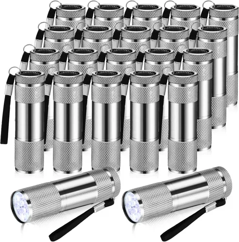Miniatura 9 de VIHOSE 20 piezas de linternas mini a granel, luz de mano brillante de aluminio con cordón, linternas LED pequeñas para lectura nocturna, emergencia