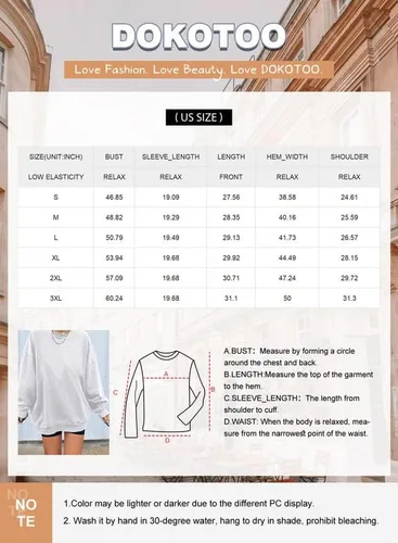 Miniatura 6 de Dokotoo Sudaderas largas con cuello redondo para mujer, estilo vintage, básicas, de gran