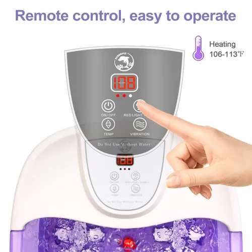 Miniatura 7 de Masajeador de baño de pies con calor [2025 actualizado], vibración, control de temperatura, chorros, burbujas y sal de Epsom, bañera de baño de pies