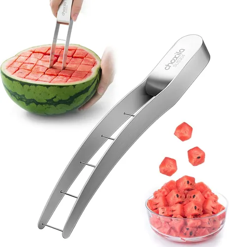 Cortador de sandía, cortador de cubo de sandía de acero inoxidable, cuchillo de sandía rápido seguro, divertidos cuchillos de frutas, ensalada,