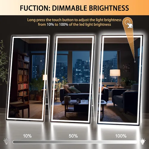 Miniatura 4 de Hasipu Espejo de Cuerpo Completo con Luces, 83" x 36" Espejo de Pie Iluminado LED, Espejo de Vestidor de Cuerpo Completo para Colgar o Montar, Blanco