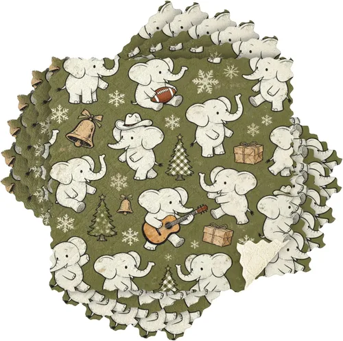 Miniatura 8 de Juego de 6 paños de cocina y paños de cocina retro con elefantes blancos y azules, juego de 6 paños de cocina decorativos para decoración de cocina