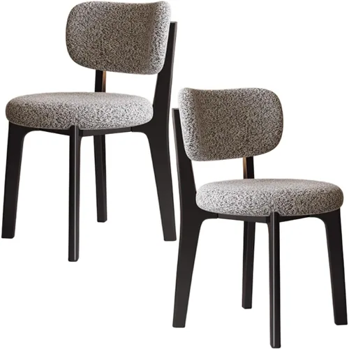 Miniatura 46 de YVYKFZD Solid Wood Dining Chairs, Fabric Dining Room Chair Set of 2/4/6, Upholstered Kitchen Chairs with Curved Backrest, Armless Living Room Chair